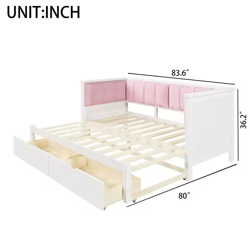 Divano letto espandibile da Twin XL a King con 2 cassetti portaoggetti e schienale imbottito