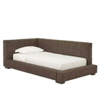 Letto imbottito con testiera trapuntata