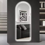 Specchio LED ad arco a figura intera con luci a intensità regolabile – A parete o autoportante, 65 x 21 pollici