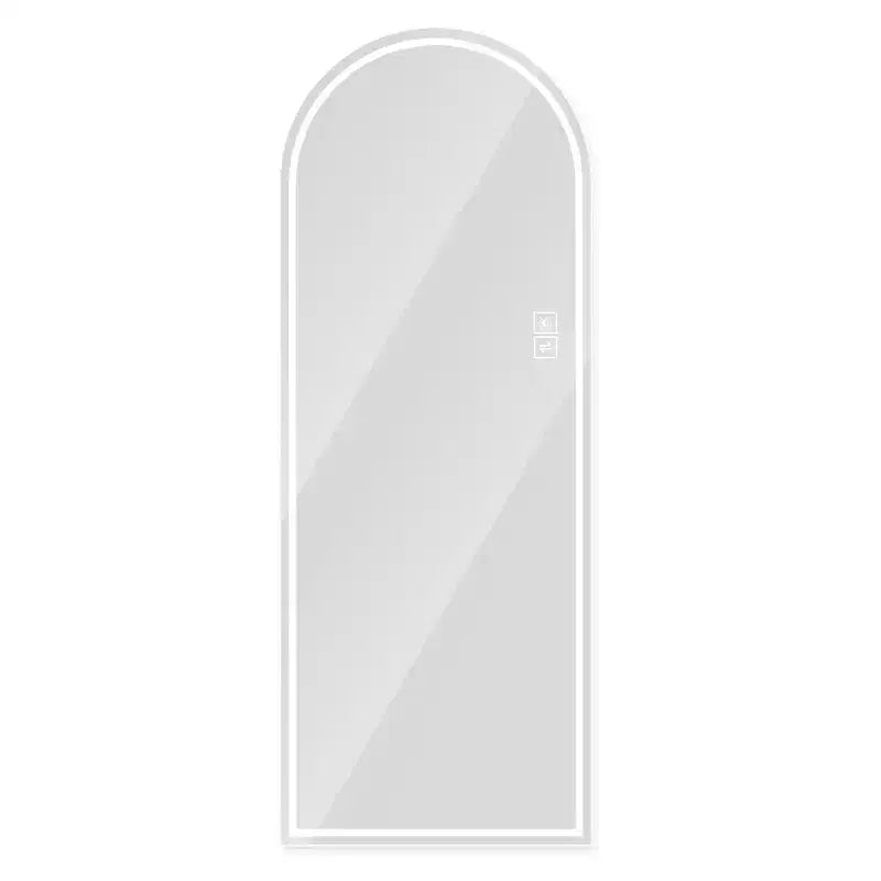 Specchio a figura intera ad arco con luci LED dimmerabili – Montaggio a parete o autoportante, 165 x 53 cm
