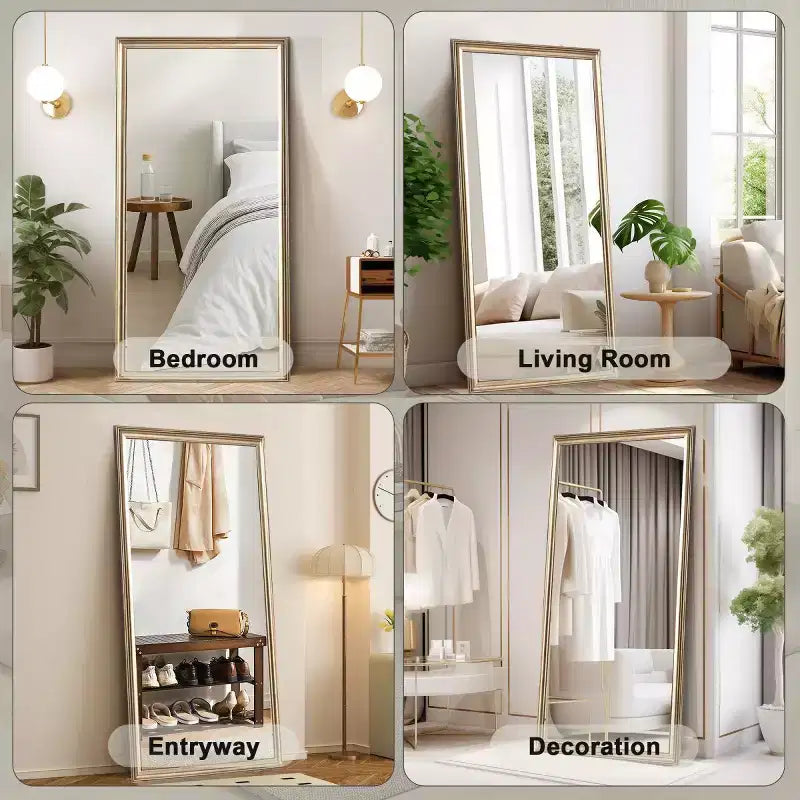 Specchio intero da parete con cornice in legno