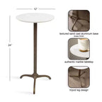 Marble Top Round Side Table with Gold Tripod Base