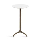 Marble Top Round Side Table with Gold Tripod Base