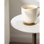 Marble Top Round Side Table with Gold Tripod Base