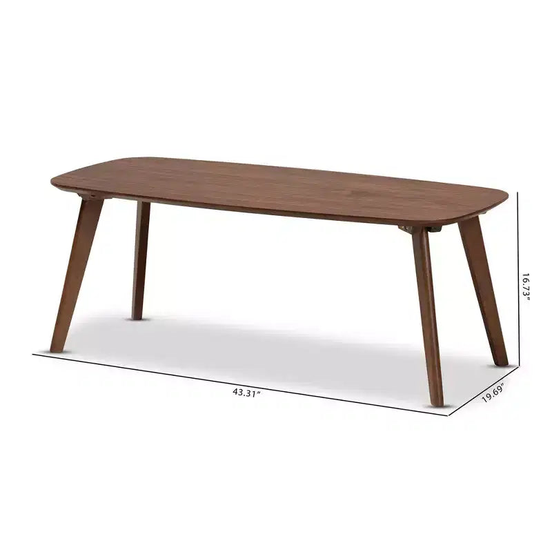 Tavolino da Caffè Moderno di Metà Secolo – Struttura in Legno di Gomma, Finitura Noce, 110 cm di Larghezza