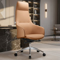 LeisureMod Celeste High-Back Leather Office Chair with Headrest - Modern Iron Frame Swivel & Tilt Executive Desk Chair