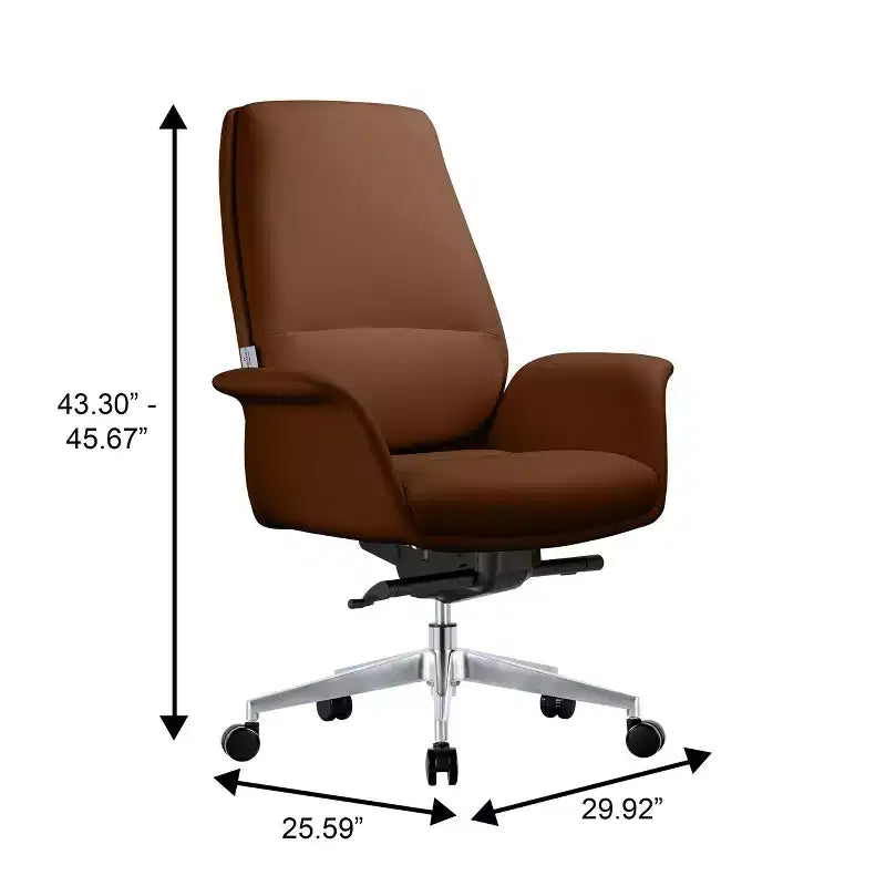 Sedia da ufficio ergonomica con telaio in alluminio e seduta in similpelle