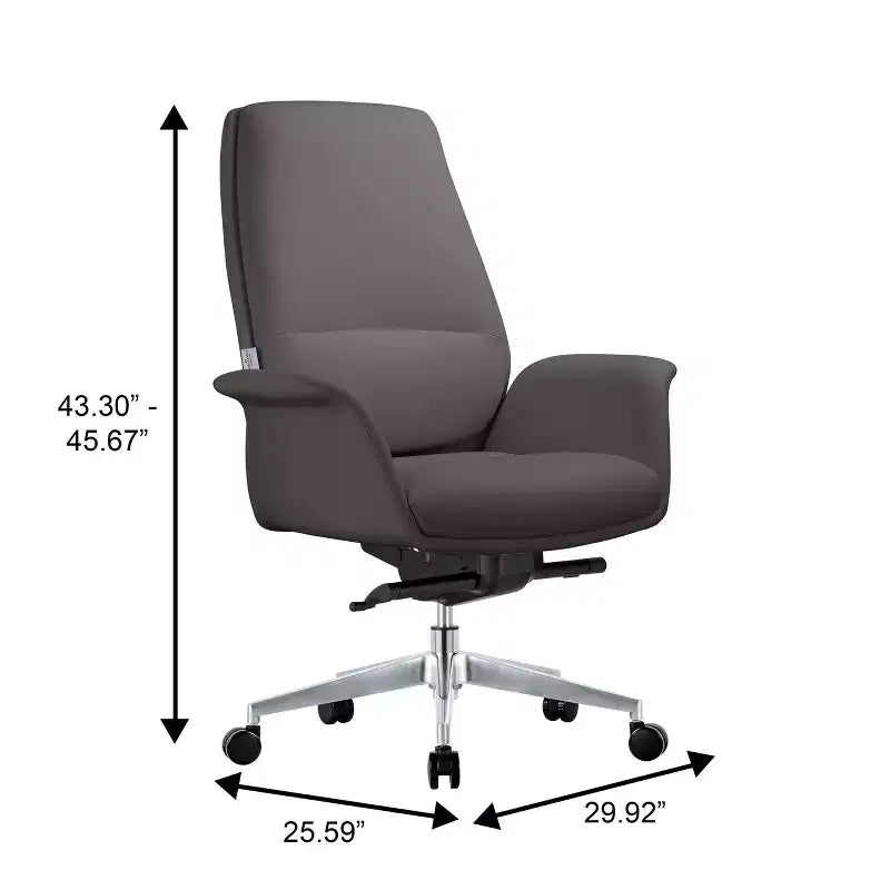 Sedia da ufficio ergonomica con telaio in alluminio e seduta in similpelle