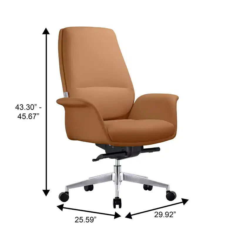 Sedia da ufficio ergonomica con telaio in alluminio e seduta in similpelle