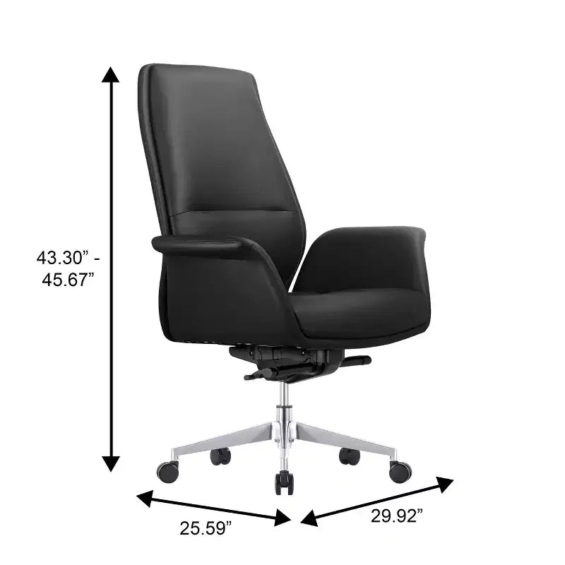 Sedia da ufficio ergonomica con telaio in alluminio e seduta in similpelle