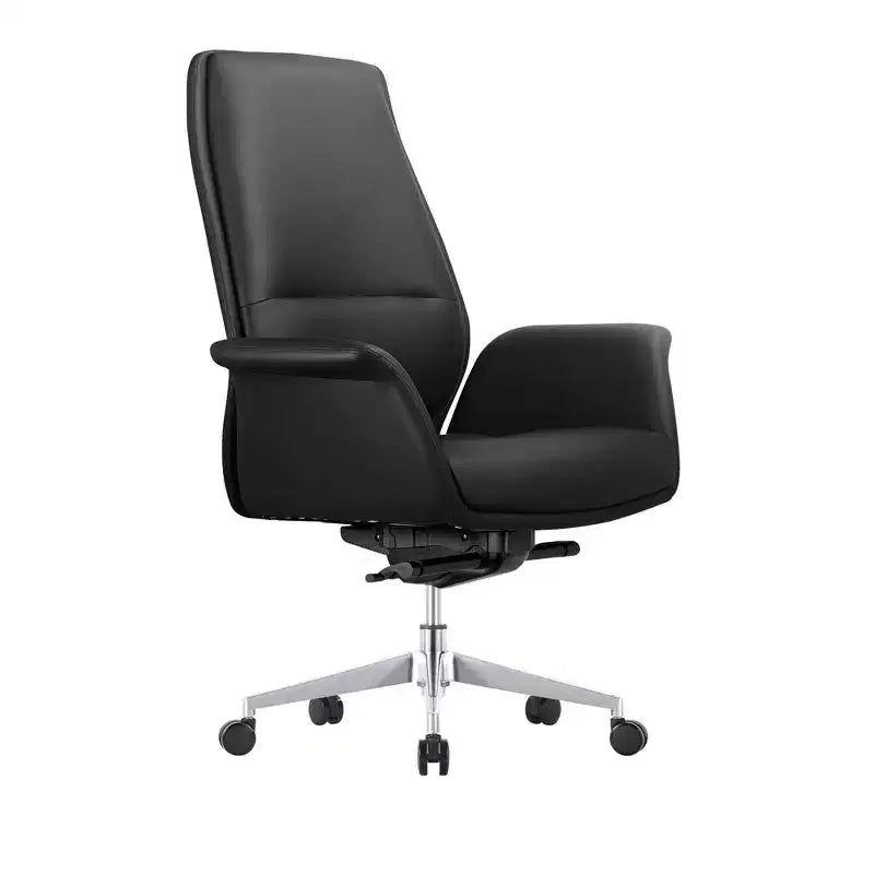 Sedia da ufficio ergonomica con telaio in alluminio e seduta in similpelle