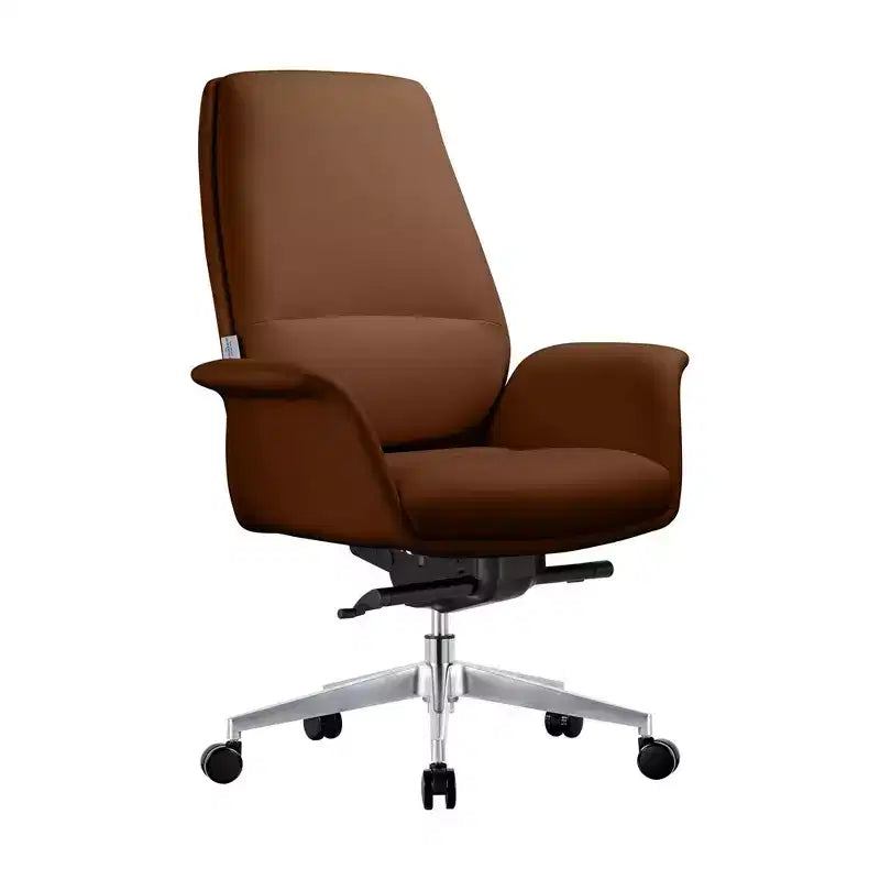 Sedia da ufficio ergonomica con telaio in alluminio e seduta in similpelle