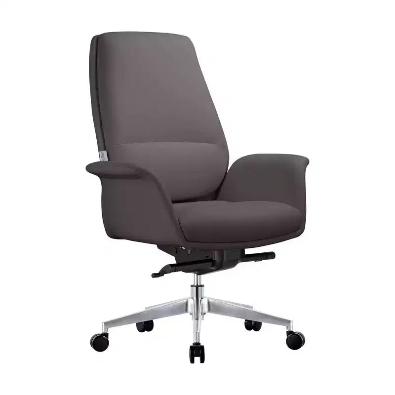 Sedia da ufficio ergonomica con telaio in alluminio e seduta in similpelle
