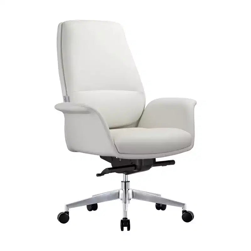 Sedia da ufficio ergonomica con telaio in alluminio e seduta in similpelle