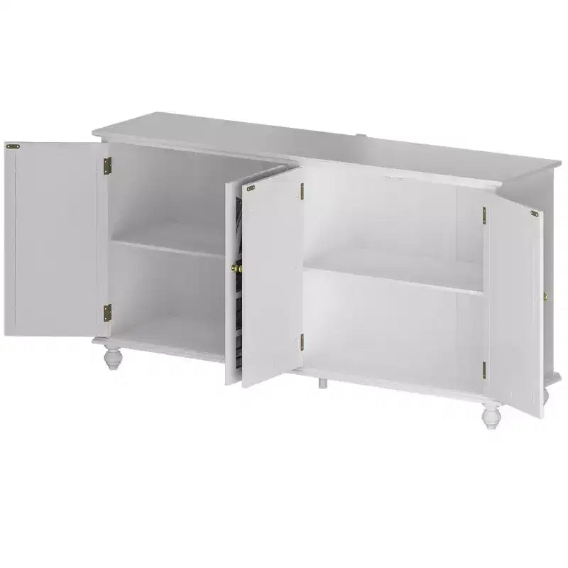 Credenza Bianca da 63 Pollici con Ante a Specchio Arcuate