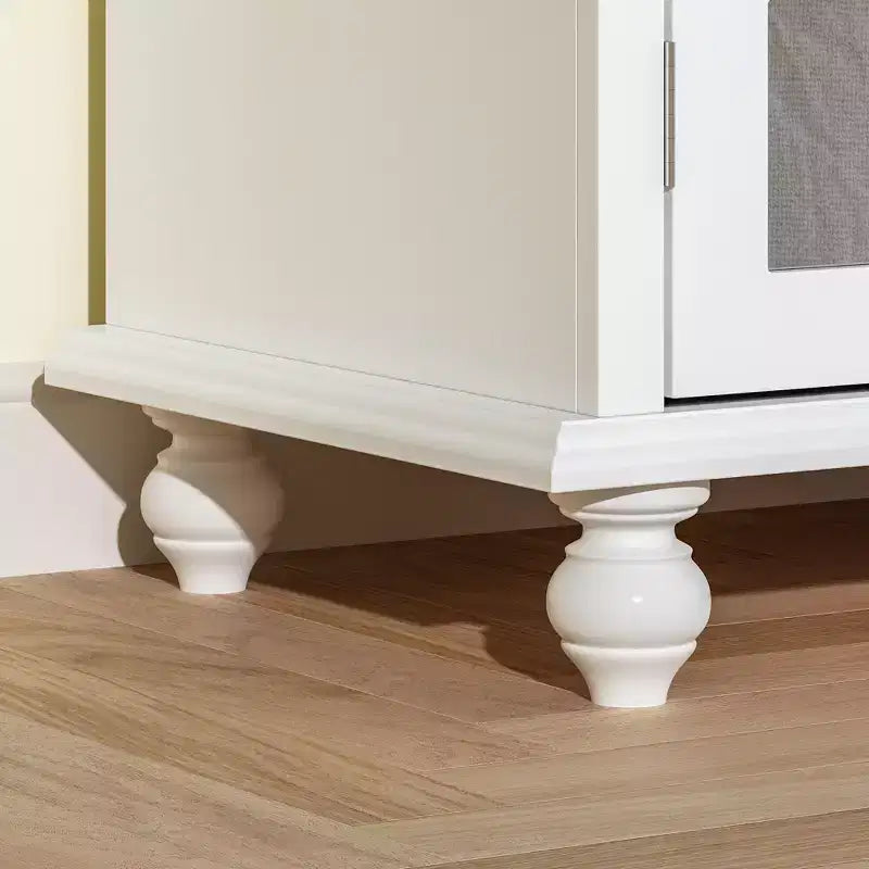 Credenza Bianca da 63 Pollici con Ante a Specchio Arcuate