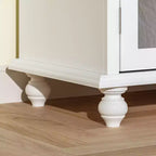 Weißes Sideboard, 63 Inch, mit gewölbten Spiegeltüren