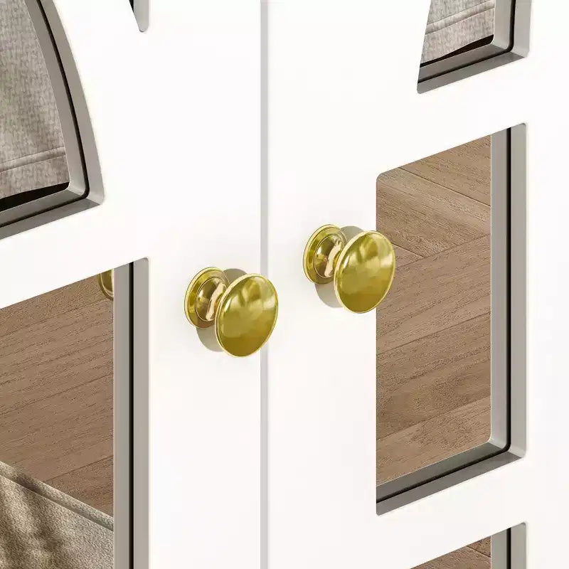Credenza Bianca da 63 Pollici con Ante a Specchio Arcuate