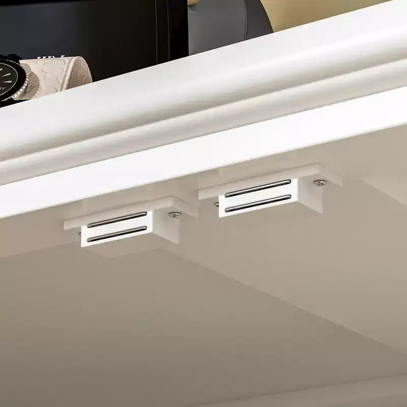 Credenza Bianca da 63 Pollici con Ante a Specchio Arcuate