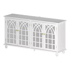 Weißes Sideboard, 63 Inch, mit gewölbten Spiegeltüren