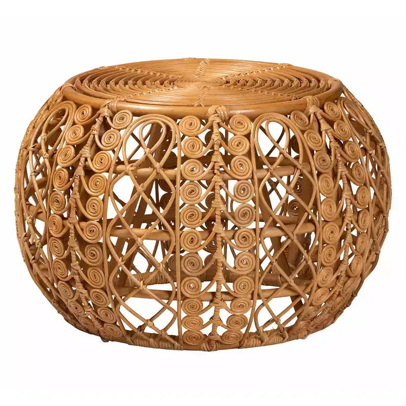 Tavolino rotondo in rattan