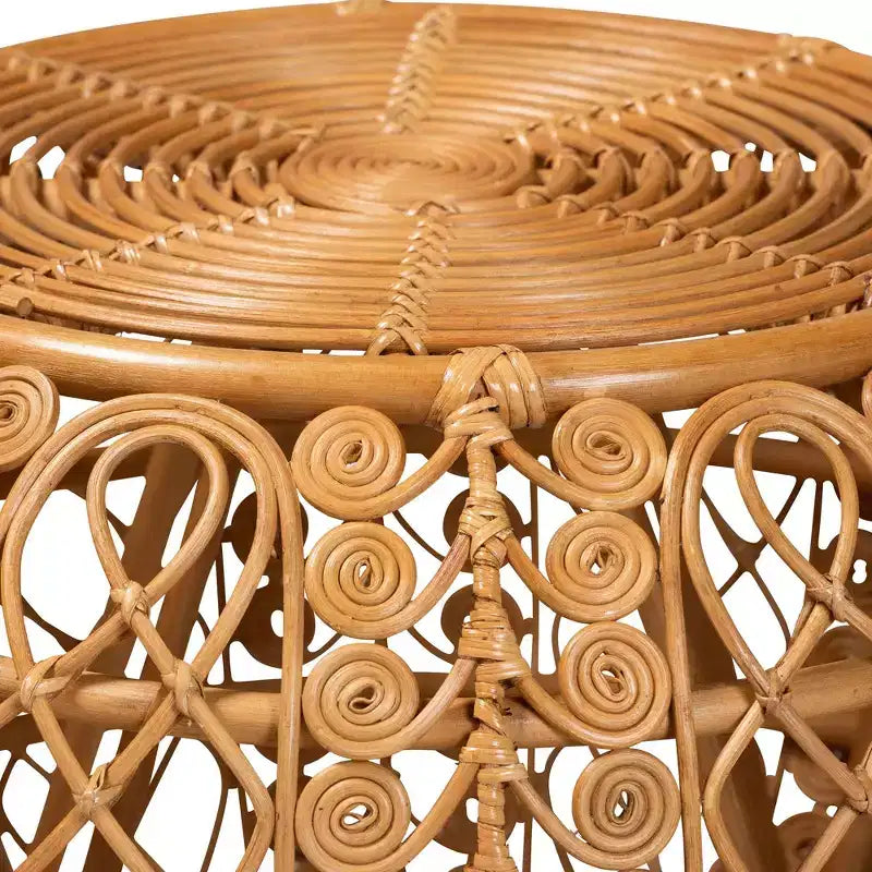 Tavolino rotondo in rattan