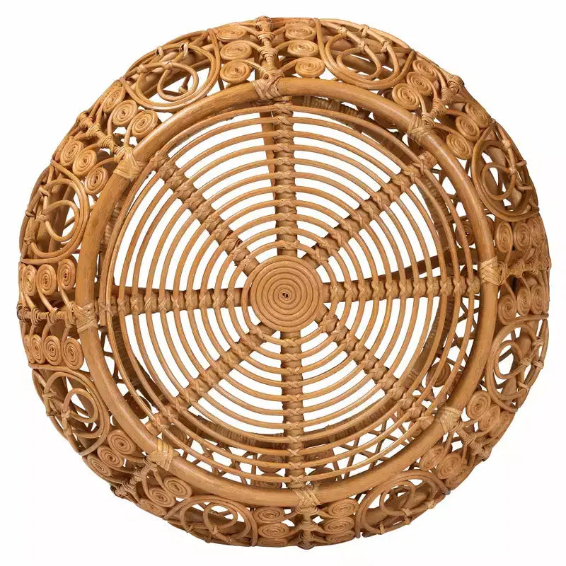 Tavolino rotondo in rattan