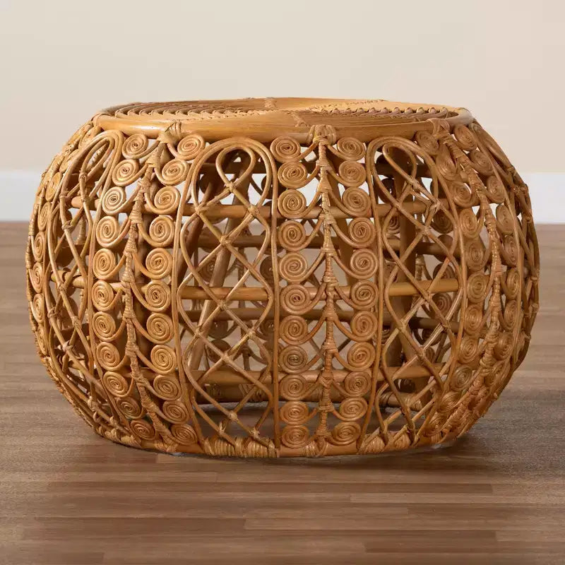 Tavolino rotondo in rattan
